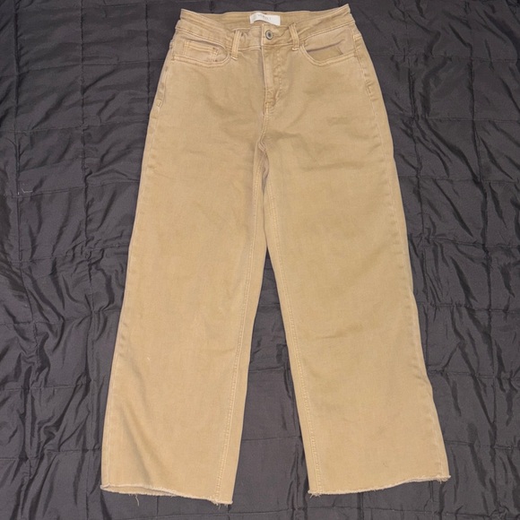 Stylish Tan Wide Leg Jeans - Picture 1 of 4